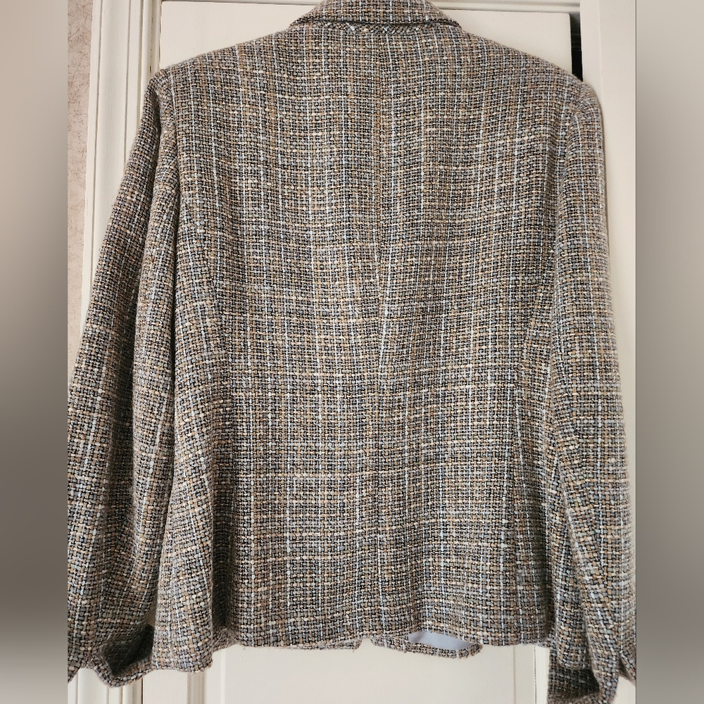 Jones New York Tweed Jacket Tan Grey And White size 10 - Picture 7 of 9